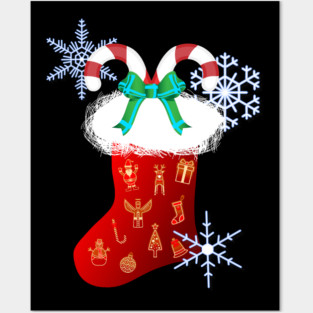 Candy Canes Christmas Stocking Posters and Art