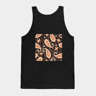 Orange Paisley Pattern Tank Top