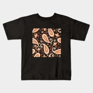Orange Paisley Pattern Kids T-Shirt