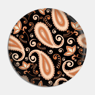 Orange Paisley Pattern Pin