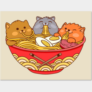 Ramen and cats Posters and Art