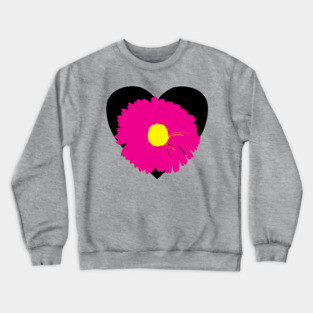 Black Heart Pink Flower T-Shirt/Tees Crewneck Sweatshirt