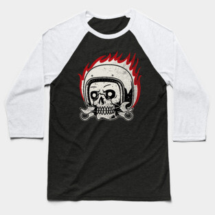 Skull Biker Baseball T-Shirt