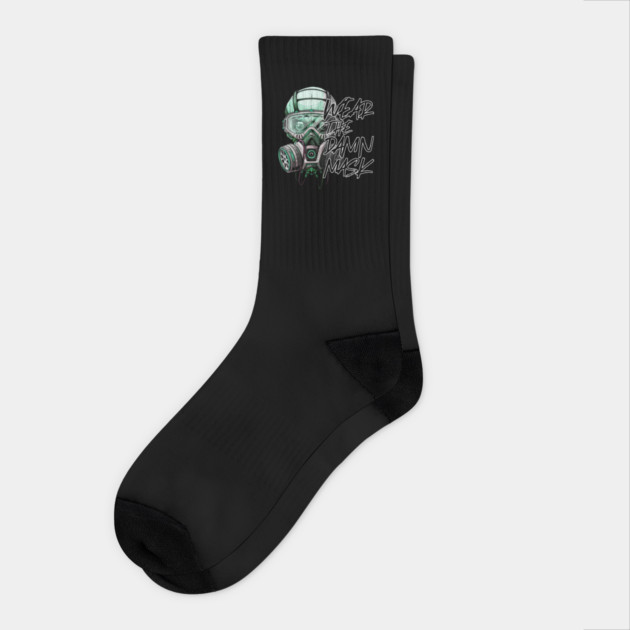 Cool Edgy Wear the Damn Mask Slogan Socks by Joaddo