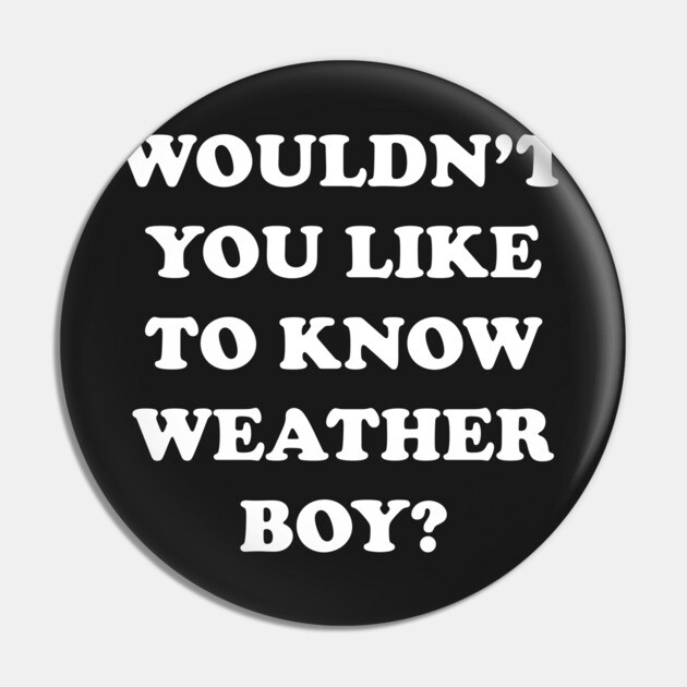 Wouldn't You Like To Know Weather Boy Pin by dumbshirts