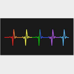 Gay Pride LGBT Heartbeat Pulse Posters and Art