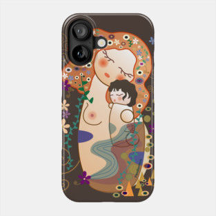 Kokeshis Mother and child of Klimt Phone Case