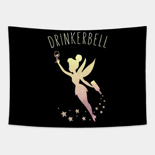 Drinkerbell Fairy Stars Cute Wine Drinking Tapestry