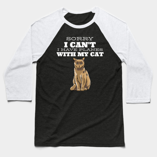 Sorry I can't I have plans with my Cat Baseball T-Shirt by Pixel Threads 