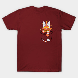 Pocket Shiny Flame Cat T-Shirt