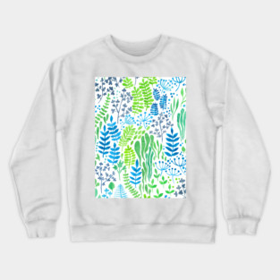 Watercolor floral doodles white Crewneck Sweatshirt