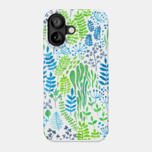 Watercolor floral doodles white Phone Case