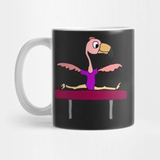 Funny Flamingo on Balance Beam Gymnastics Art Mug