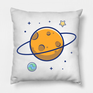 Planet Saturn cartoon Pillow