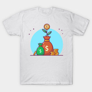 Sack of plant money with stock of coin cartoon T-Shirt