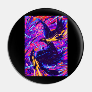 Colorful Raven Pin