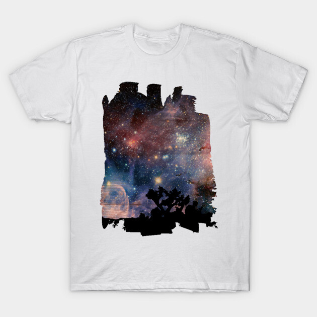 Colorful Night Sky while Camping Reading Night Sky T-Shirt
