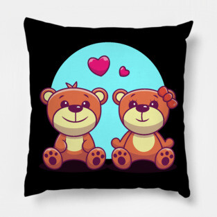 Couple of bear cartoon Pillow