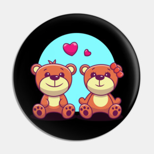 Couple of bear cartoon Pin
