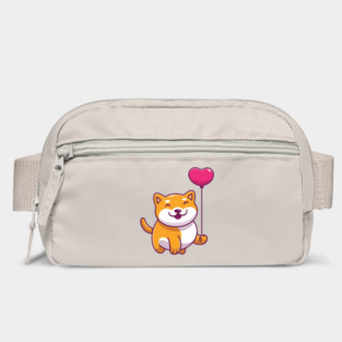 Cute shiba inu holding love ballon cartoon Bag