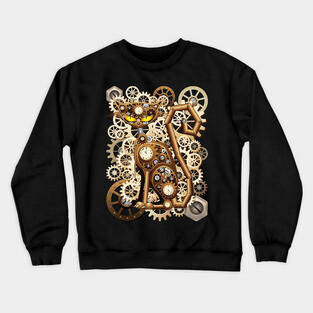 Steampunk Cat Vintage Style Crewneck Sweatshirt