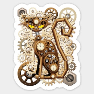 Steampunk Cat Vintage Style Sticker