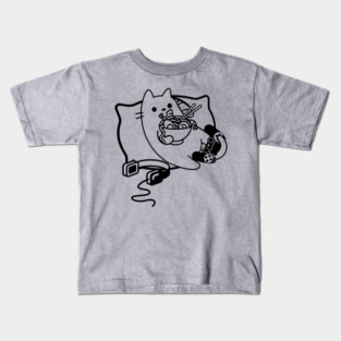 Gamer Cat Ramen Loading Game Paused Kids T-Shirt