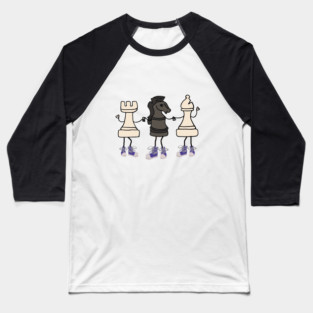 Cool Funny Chess Game Pieces Cartoon Art Baseball T-Shirt