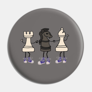 Cool Funny Chess Game Pieces Cartoon Art Pin