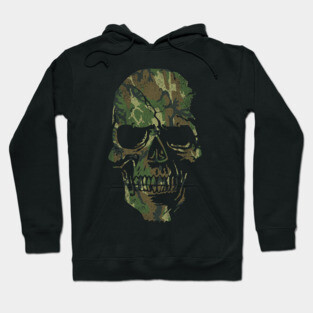Skull Graphic - Cool Badass Distressed Art - Camo Green Hoodie
