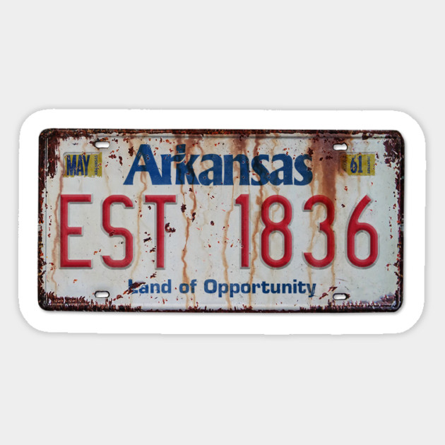 Arkansas - Land of Opportunity Plate Sticker by rt-shirts