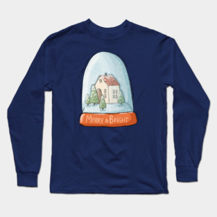 Merry and Bright snow globe Long Sleeve T-Shirt