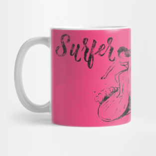 Retro Surfer Girl Summer Beach T-Shirt Mug