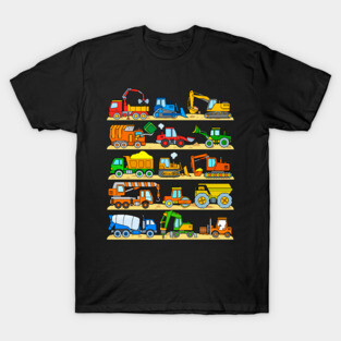 Construction Trucks Cement Truck Dozer Diggers Dumper T-Shirt