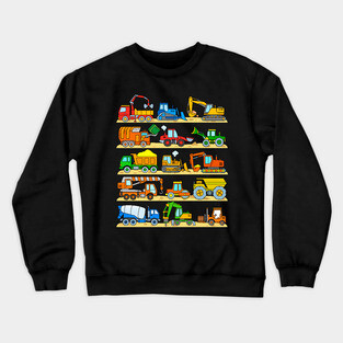 Construction Trucks Cement Truck Dozer Diggers Dumper Crewneck Sweatshirt