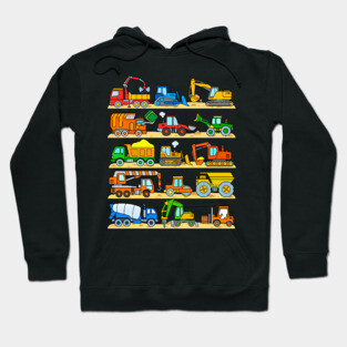 Construction Trucks Cement Truck Dozer Diggers Dumper Hoodie