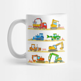 Truck Digger Wrecker Forklift Bulldozer for Kids Mug