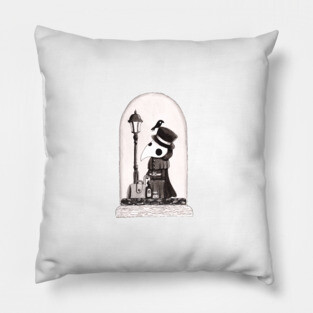 Plague Doctor in a Glass Bell Pillow