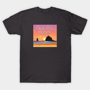Cannon Beach Oregon Coast with Haystack Rock Sunset T-Shirt