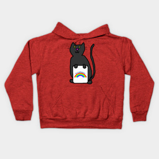 Cute Cat with Kindness Rainbow Sign Kids Hoodie