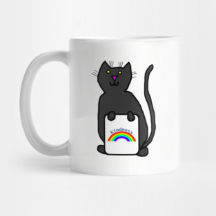 Cute Cat with Kindness Rainbow Sign Mug