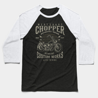 West Coast Chopper Motorcycle Garage Genuine Custom Works Live To Ride Baseball T-Shirt