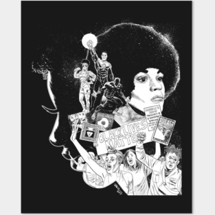 My Superheroes are BLACK! Black and White illustration Posters and Art