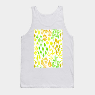 Watercolor doodle leaves pattern white Tank Top