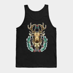 Elegant and Festive Christmas Reindeer Watercolor Tank Top