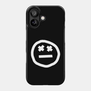 White Line Minimal Round Face X Eyes Phone Case