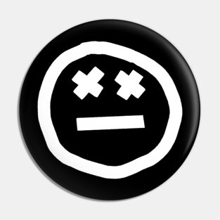 White Line Minimal Round Face X Eyes Pin