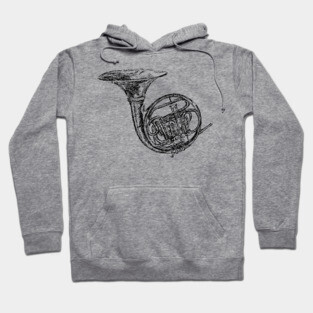 French Horn Sketch Hoodie