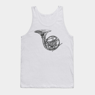French Horn Sketch Tank Top