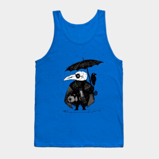 Plague Doctor & Crow in the Rain Tank Top